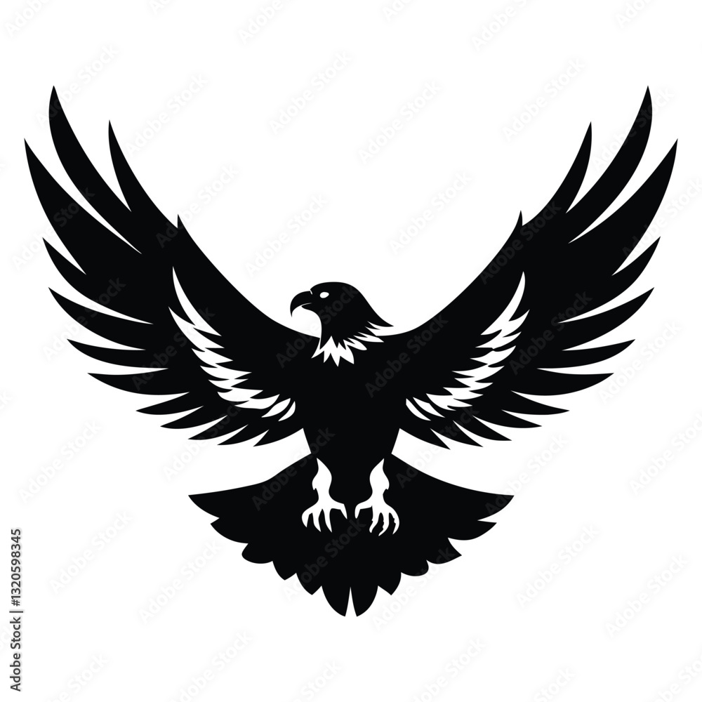 Obraz premium Soaring Eagle Icon Silhouette, High-Quality Editable and Printable Vector EPS File