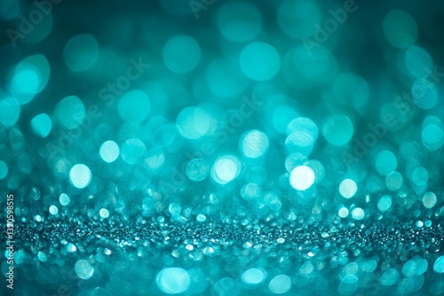Turquoise and teal green background with sparkling bokeh effects