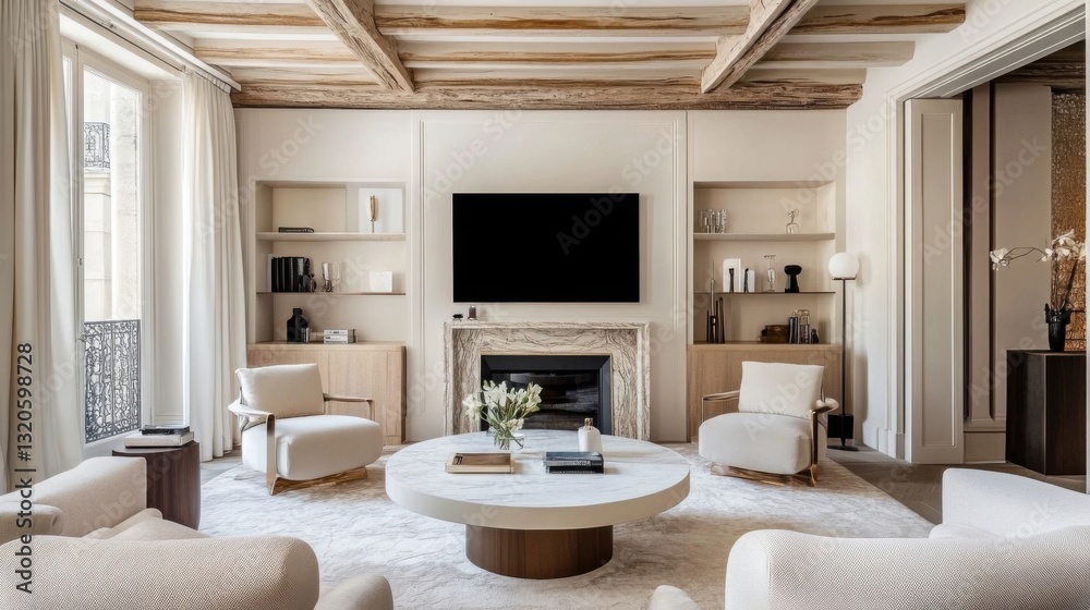 Fototapeta premium Elegant Parisian living room design.
