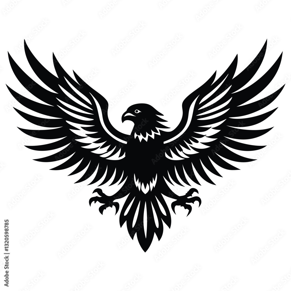 Fototapeta premium Majestic Eagle Silhouette Vector Illustration, Bold and Patriotic Design on a White Background