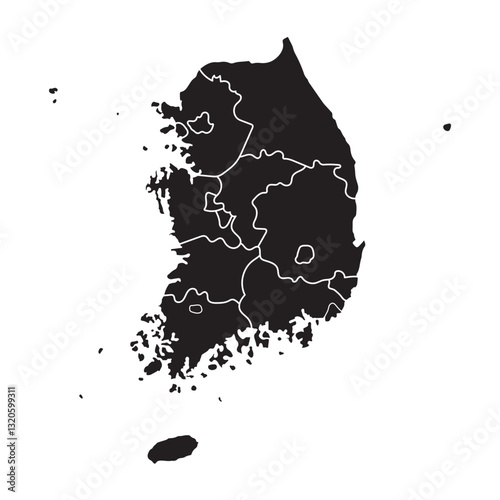 south Korea map black vector design