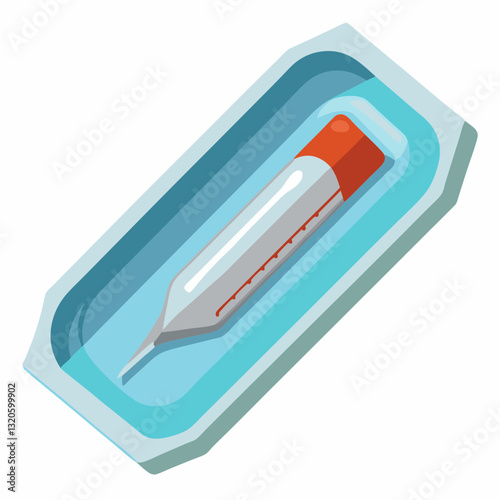 disposable scalpel blade in a sealed sterile pack 