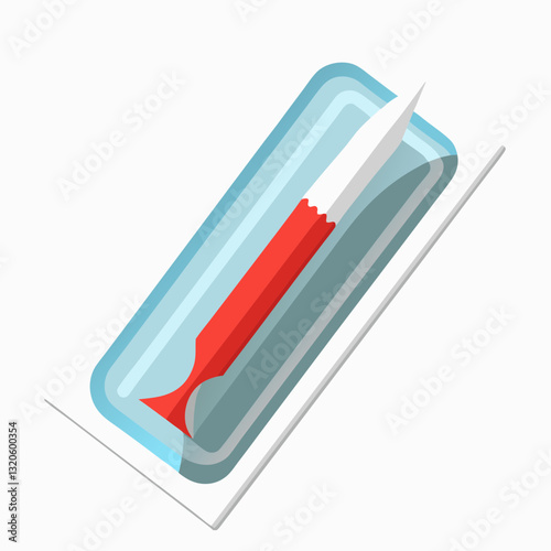 disposable scalpel blade in a sealed sterile pack 