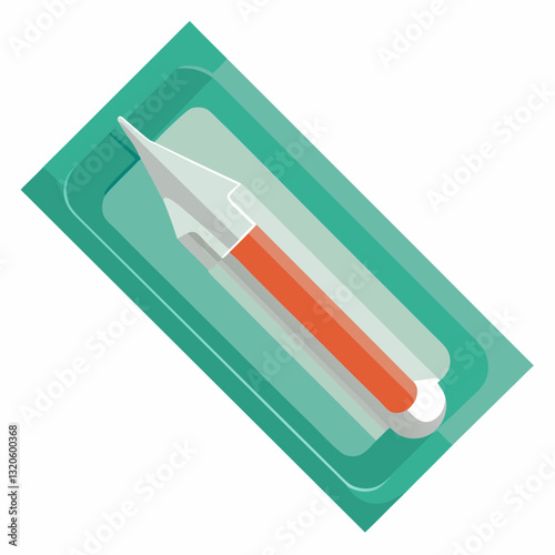 disposable scalpel blade in a sealed sterile pack 