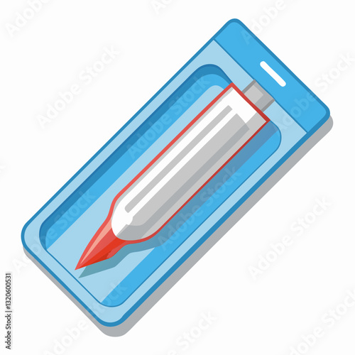 disposable scalpel blade in a sealed sterile pack 
