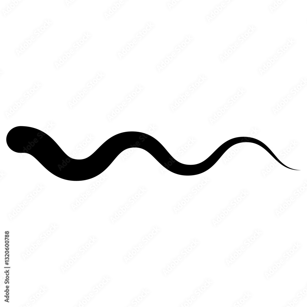 Bold Black Wavy Line Flowing Across White Background in Motion Bold Black Wavy Line Flowing Across White Background in Motion