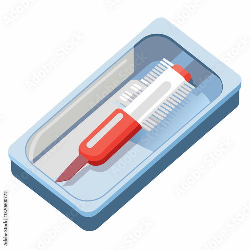 disposable scalpel blade in a sealed sterile pack 