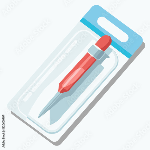 disposable scalpel blade in a sealed sterile pack 