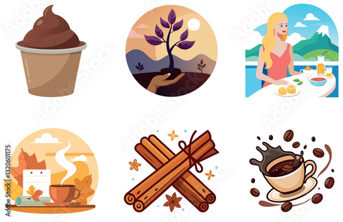 Cozy Autumn Coffee Bundle.  A Delicious Drink Collection Stickers