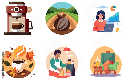 Cozy Pumpkin Spice Latte Bundle.  Autumn Collection Stickers