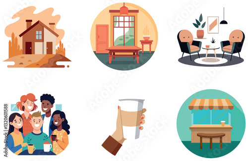 Rich Brown Coffee Bundle. A Smooth Texture Collection Stickers