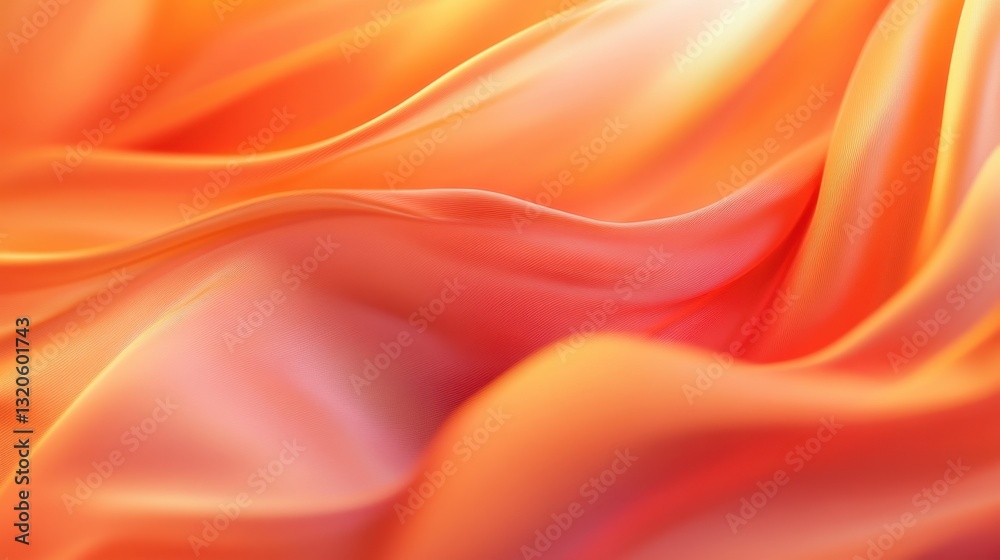Obraz premium Shiny silk fabric in a bright orange shade, smooth waves and elegant textile folds
