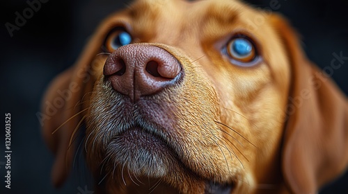 Wallpaper Mural Brown dog sniffing air close up nose and nostrils detail, highlighting smell importance for scent detection and exploration. Torontodigital.ca