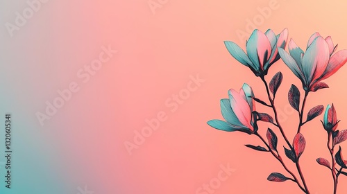Floral illustration abstract background idea. A beautiful floral arrangement with vibrant colors on a soft gradient background.