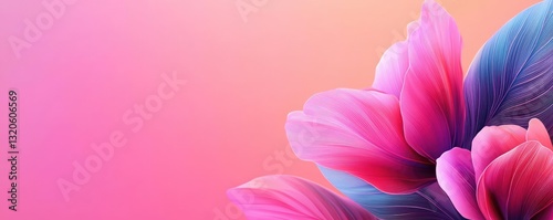Floral illustration abstract background idea. Vibrant floral design with pink and blue petals against a soft gradient background.