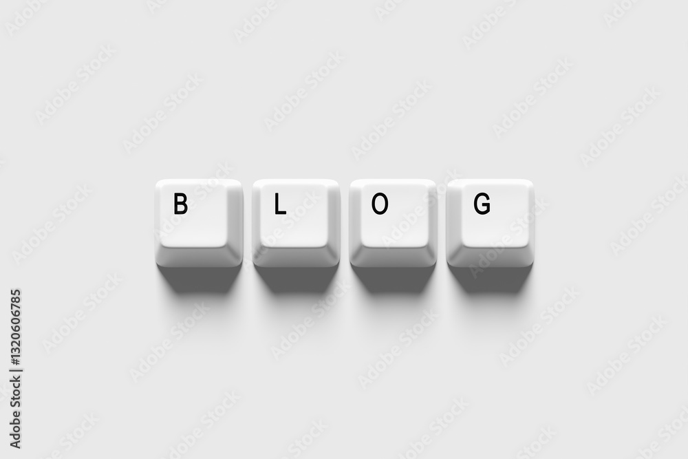Keyboard keys spelling the word blog on white background