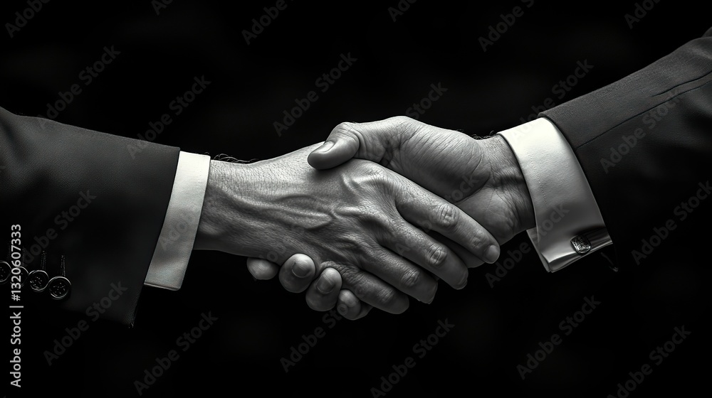Business partners shake hands after a deal on black, representing trust and cooperation in business. Business partners shake hands after a deal on black, representing trust and cooperation in business.