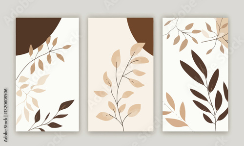 Wallpaper Mural Elegant Botanical Wedding Invitation Template with Brown Leaves Design Torontodigital.ca