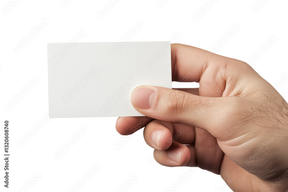 Obraz premium hand holding a blank business card, on a white background