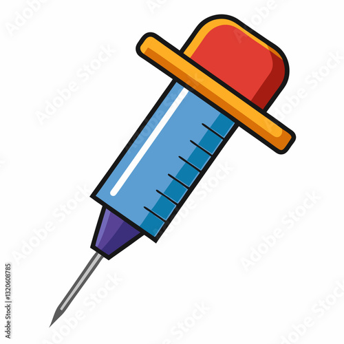 hypodermic needle wearing a cap