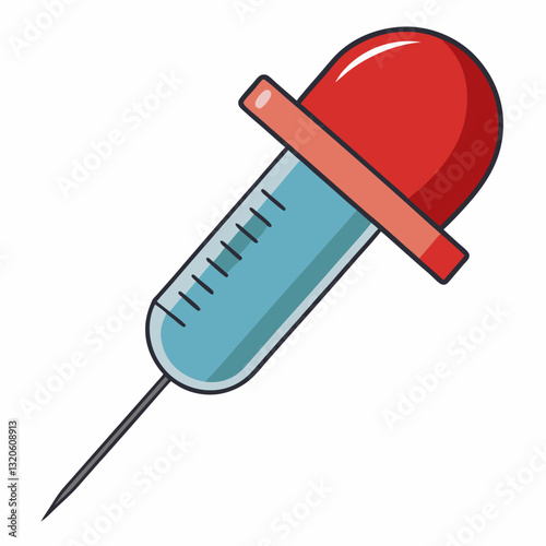 hypodermic needle wearing a cap