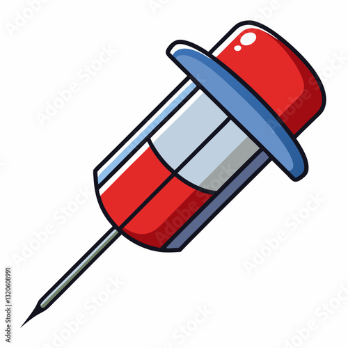 hypodermic needle wearing a cap