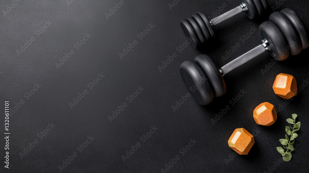Two dumbbells positioned on a clean surface representing strength training and commitment to fitness goals