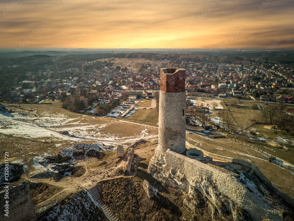 Ruins of a medieval castle in the village of Olsztyn near Częstochowa, Poland.