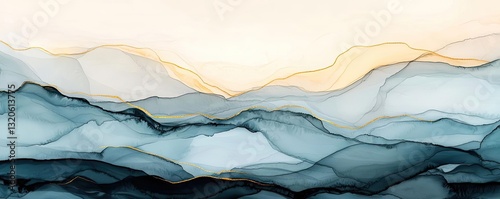 Wallpaper Mural Ink illustration abstract background idea. Abstract landscape with flowing lines and gentle colors capturing serene beauty. Torontodigital.ca