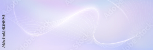 Abstract pastel purple gradient background with white subtle wavy lines - futuristic minimalist vector illustration. Elegant pale curved stripes, smooth dynamic swooshes. Light clean design template.