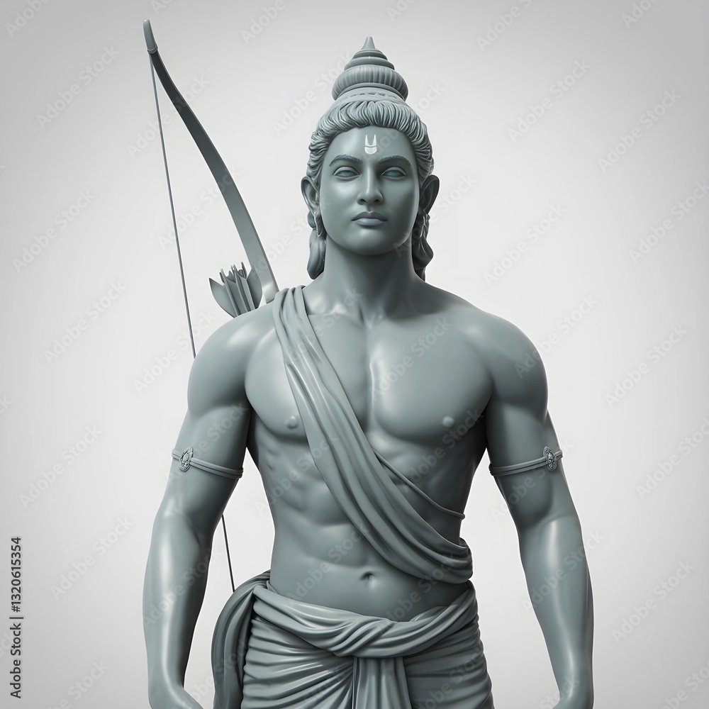 Obraz premium A detailed 3D rendering of Lord Rama, a prominent Hindu deity. 