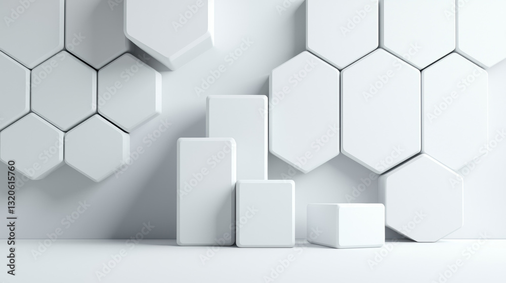 Obraz premium Abstract white wall featuring numerous cubes in a captivating realistic photography setting for modern design