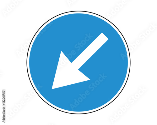 Mandatory Direction Road Sign - Bypass Obstacle on the Left - High Quality Vectorial Graphic