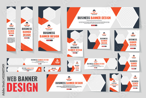 Abstract banner design web template Set Horizontal header web banner template