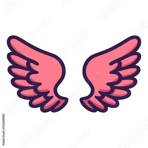 funny cartoon red wings fly angel fairy flat color vector illustration template design