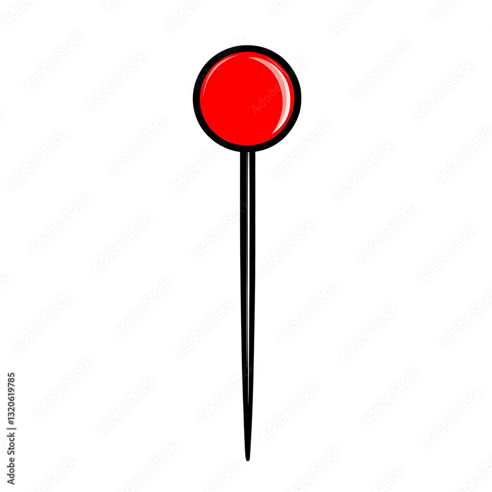 Detailed 3D render of a classic red glossy plastic push pin with a sharp silver metallic pin showcasing accurate reflections and lighting isolated on a transparent background for a minimalist Detailed 3D render of a classic red glossy plastic push pin with a sharp silver metallic pin showcasing accurate reflections and lighting isolated on a transparent background for a minimalist