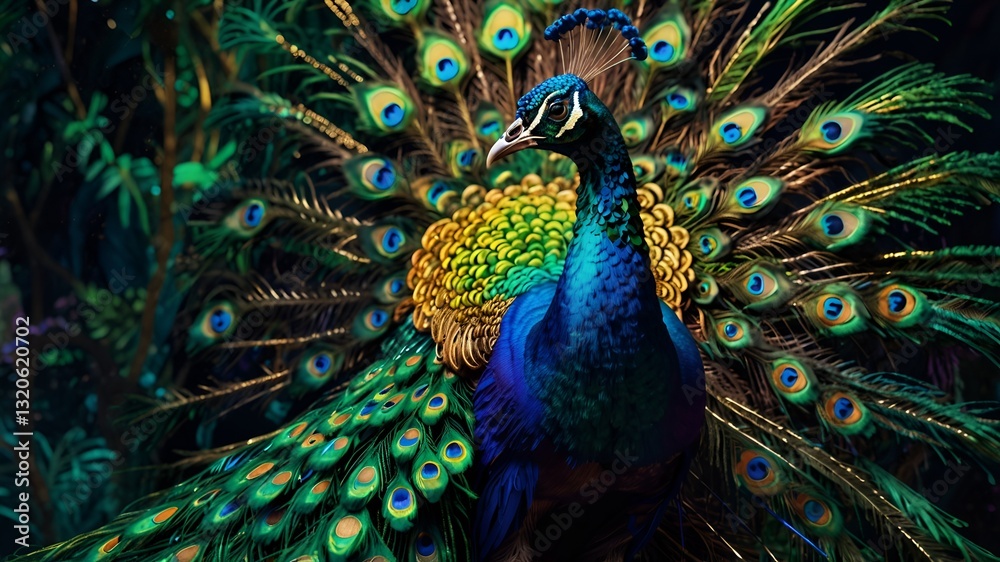 Obraz premium Holographic Majesty A Peacock’s Bold Evolution