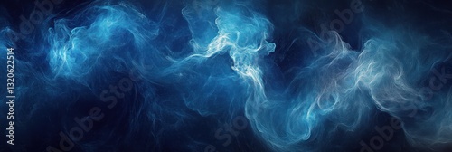 Abstract Blue Nebula Swirling Clouds Digital Art Cosmic Background
