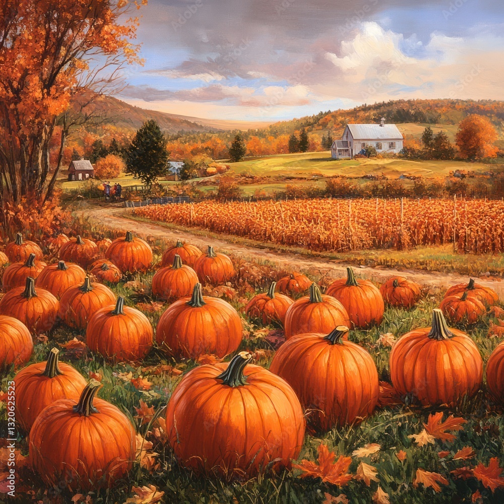 Pumpkin patch during autumn harvest Pumpkin patch during autumn harvest