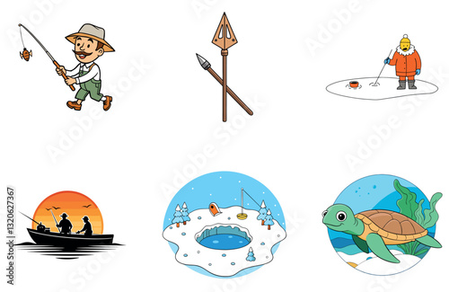 Happy Child's Summer Bundle Fishing Vacation Collection Icons