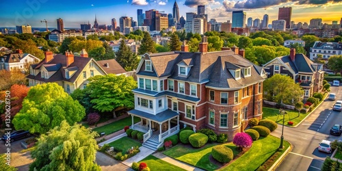 Aerial View of a Single Family Home in Boston, Massachusetts