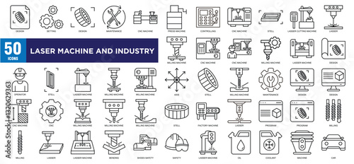 Laser Machine And Industry Icon Set