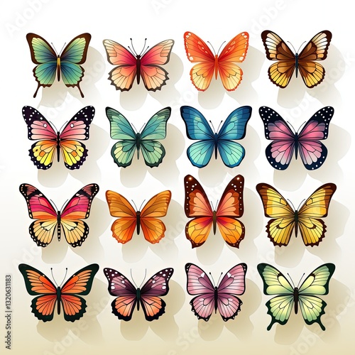 Wallpaper Mural Delicate Butterfly Vector Sticker Design on Plain White Background Torontodigital.ca