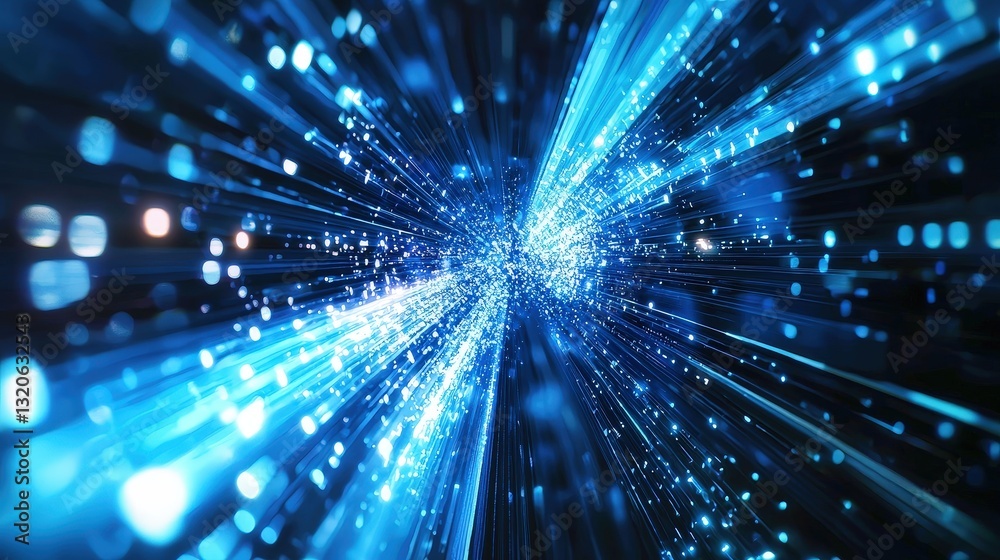 Fototapeta premium Stunning blue light burst creating a dynamic and energetic atmosphere for gaming and streaming content