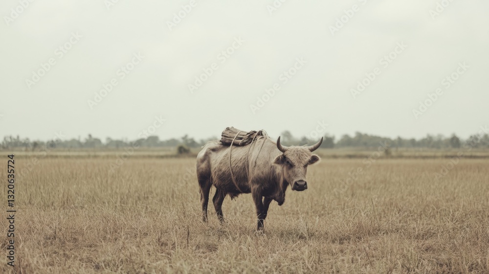 Water Buffalo in a Field