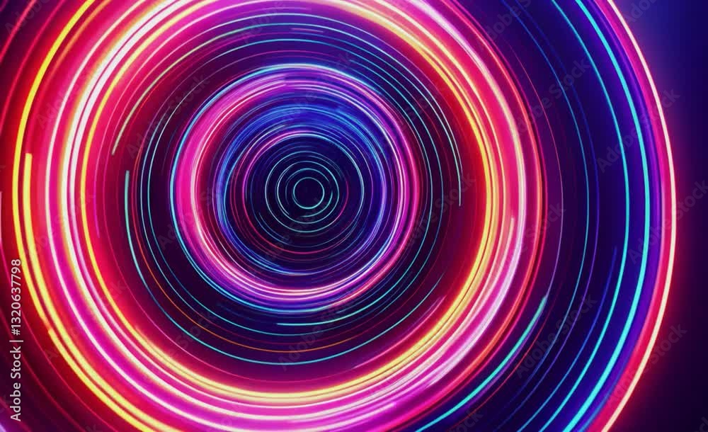 Vibrant Neon Spirals with Iridescent Colors Creating a Hypnotic Visual Experience