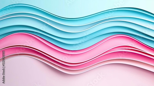 Pastel color illustration abstract background concept. Abstract paper waves in blue and pink colors create a modern and stylish background.