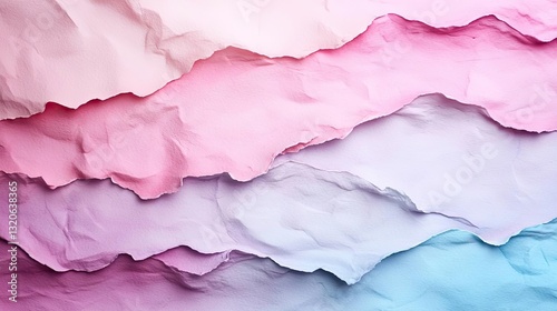Pastel color illustration abstract background concept. A vibrant display of crumpled pastel paper layers in pink and blue tones.