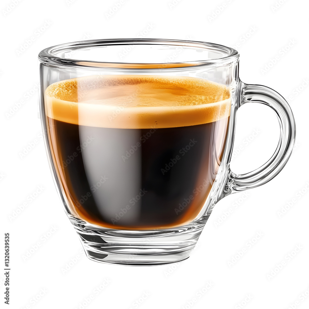 Artisanal espresso meticulously crafted and served in a modern sleek glass cup showcasing the rich dark liquid in striking contrast with the smooth