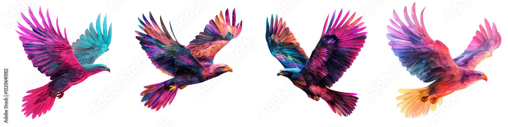 Obraz premium Magnificent avian creatures soaring through the skies in a breathtaking display of vibrant plumage and dynamic motion capturing the grace and freedom of flight in nature s grand tapestry
